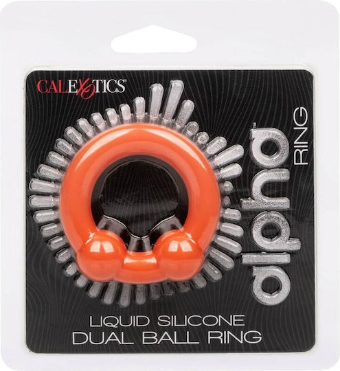 Calexotics Alpha Dual Ball Δαχτυλίδι Πέους Σιλικόνης Πορτοκαλί