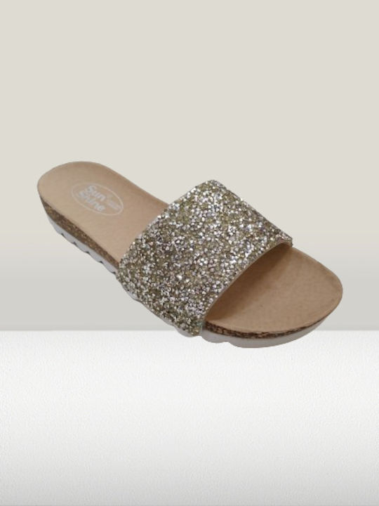 Flache Sandalen für Damen Anatomisch in Silber Farbe