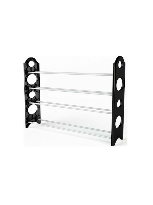 Metalică Suport pentru pantofi cu 4 Rafturi Negru L24xW16xH64.5cm