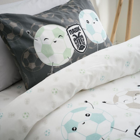 Vesta Home Комплект чаршафи Единично Памучни PAOK White-Black 170x260см 3бр