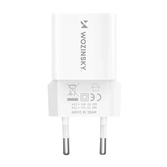 Wozinsky Charger Without Cable GaN with USB-A Port and USB-C Port 33W Power Delivery / Quick Charge 3.0 Whites (WWCEAC)