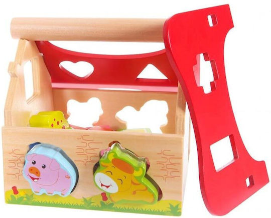 Moni Shape Sorting Toy Educational House with Animals made of Wood for 12++ Months