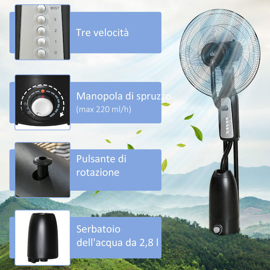 HomCom Ventilator Cu Ceață De Apă 90W Negru