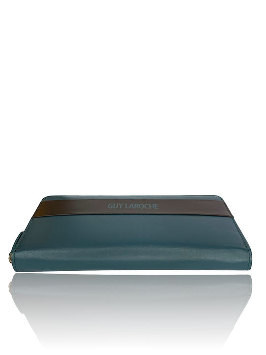 Large Leather Women's Wallet Classic with RFID Petrol Blue