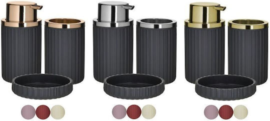Click Badezimmer-Accessoire-Set Kunststoff Schwarz 3Stück