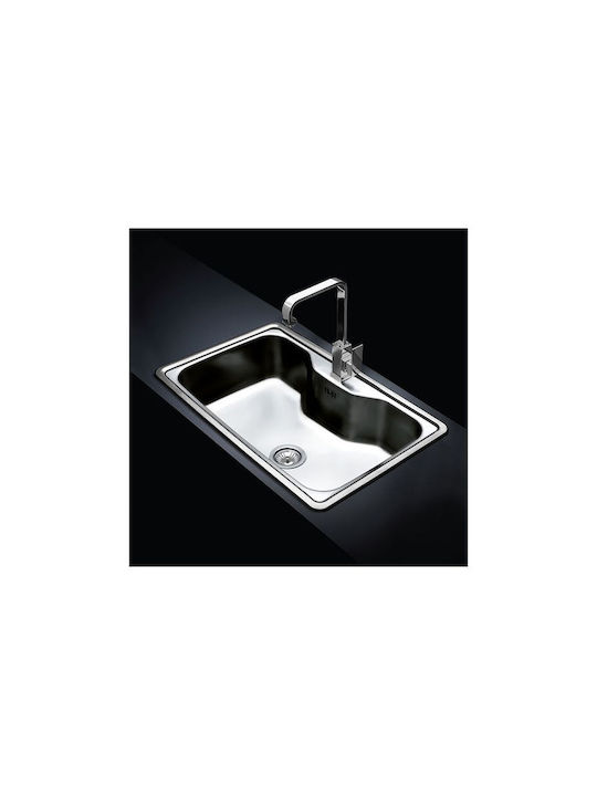 Fortinox Arena Ένθετος Νεροχύτης Inox Σατινέ Μ80xΠ50cm Ασημί