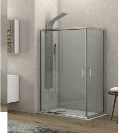 Karag Flora 100 Καμπίνα Ντουζιέρας με Συρόμενη Πόρτα 70x90x180cm Clear Glass Chrome