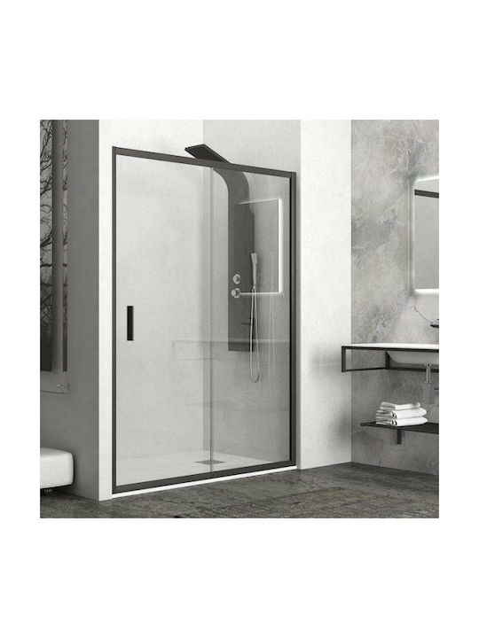 Karag Flora 500 FLO500140NE Shower Screen for Shower with Sliding Door 140x190cm Clear Glass Nero