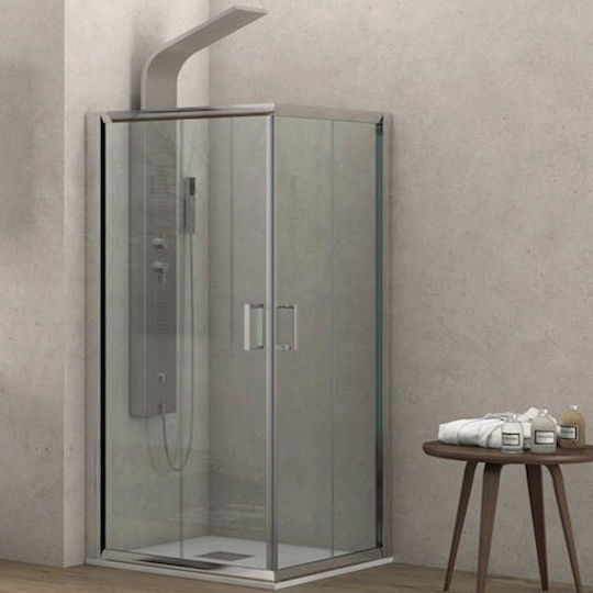 Karag Flora 100 Καμπίνα Ντουζιέρας με Συρόμενη Πόρτα 80x80x180cm Clear Glass Cromo