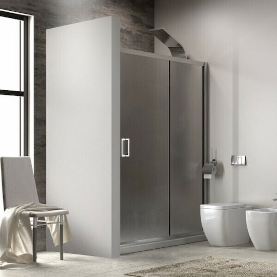 Karag New Flora 500 Разделител На Душ Кабина С Плъзгаща Се Врата 100x180см Тъкан Хром