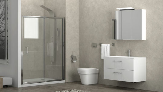 Karag New Flora 500 Разделител На Душ Кабина С Плъзгаща Се Врата 100x180см Тъкан Хром