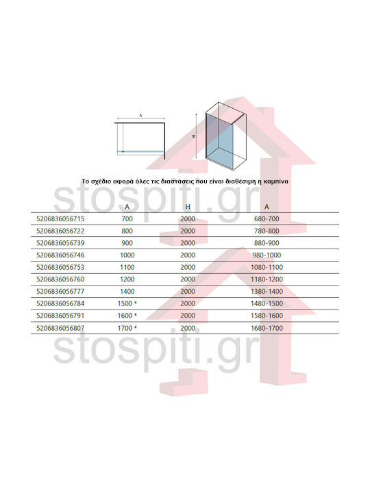 Karag Paravan Fix De Duș Cu Sticlă Transparentă Walkin 1 100x200cm Aurie