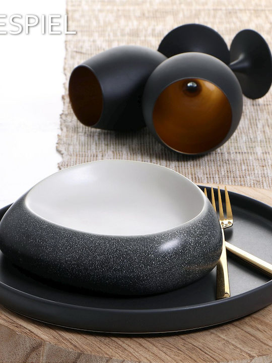 Espiel Step Plate Shallow Ceramic Black with Diameter 30cm