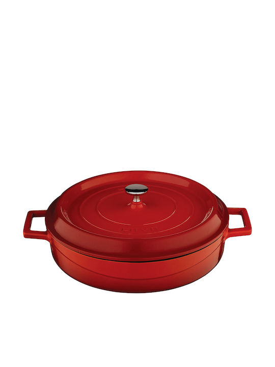 Lava Edition Ρηχή Κατσαρόλα από Μαντέμι 3.51lt / 28cm Κόκκινη