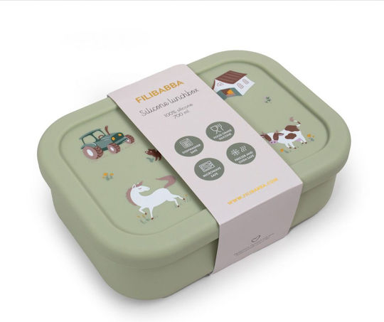 Green Кутия За Храна От Силикон Зелен С Прегради 700ml