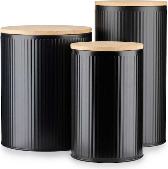Excellent Houseware Vază Utilizare Generală Cu Capac Metalic Negru 13.5x13.5x17cm