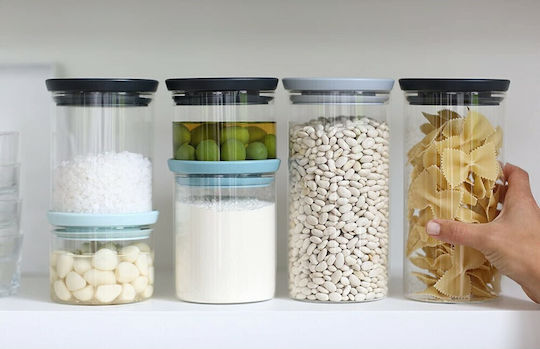 Brabantia Ваза за Обща Употреба с Капак Стъклена Сива 1100ml