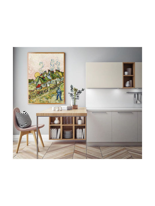 Houses Figure 1890 Painting Copy of Van Gogh on Canvas 40x50cm