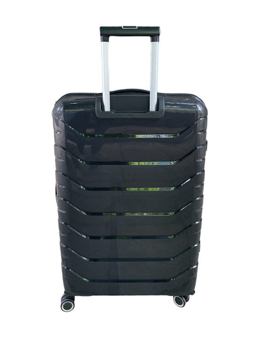 Ormi Large Hard Black Suitcase With 4 Wheels Height 75cm