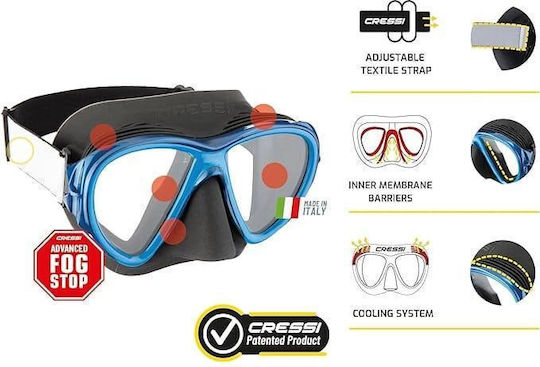 CressiSub Fiji+Gamma Combo Mască De Scufundare Din Silicon Cu Snorkel Neagră / Albastră