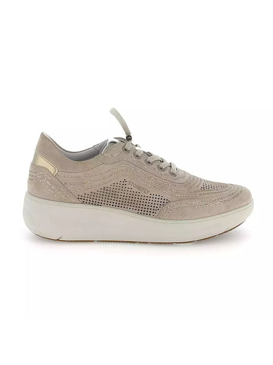 Stonefly Velour Anatomical Sneakers Beige / Gold