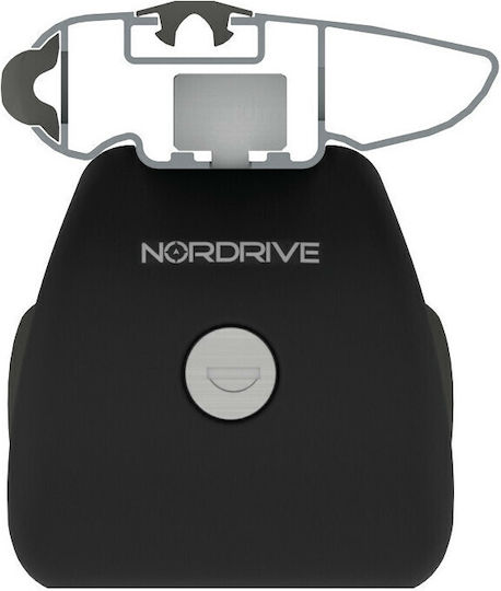 Nordrive Μπάρες Οροφής Αλουμινίου 108εκ. για Αυτοκίνητα με Εργοστασιακές Μπάρες (Σετ με πόδια) Μαύρες