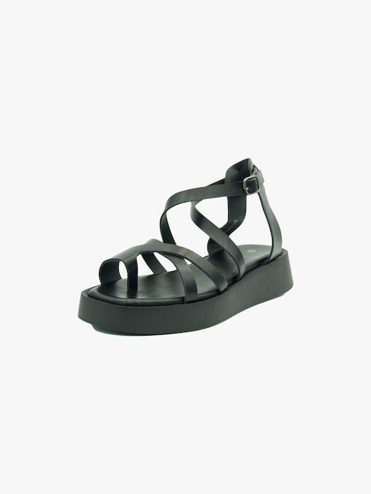 Joya Damen Flache Sandalen Flatforms in Schwarz Farbe