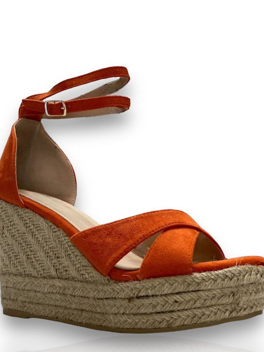 Famous Shoes Καλοκαιρινές Γυναικείες Πλατφόρμες Πορτοκαλί