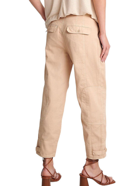 Fabric Trousers Attrattivo Fabric Belt 9918466-beige Women's
