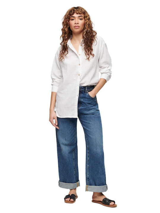 Flash W D4 Ovin Longline Beach Shirt Women's Long Sleeve Shirt White