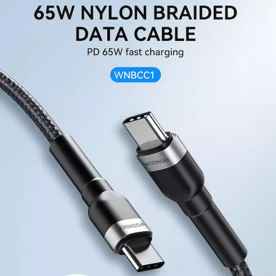 Wozinsky USB 2.0 Kabel USB-C männlich - USB-C 65W PD Schwarz 1m WNBCC1