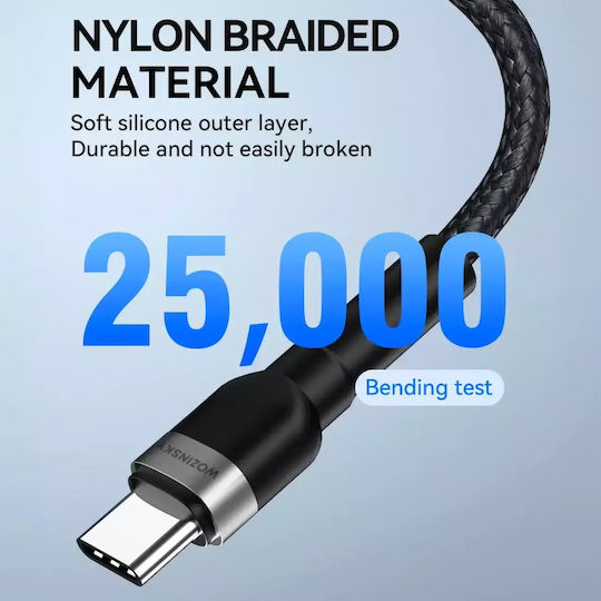 Wozinsky USB 2.0 USB-C Male To USB-C 65W PD Cable Black 2m WNBCC2