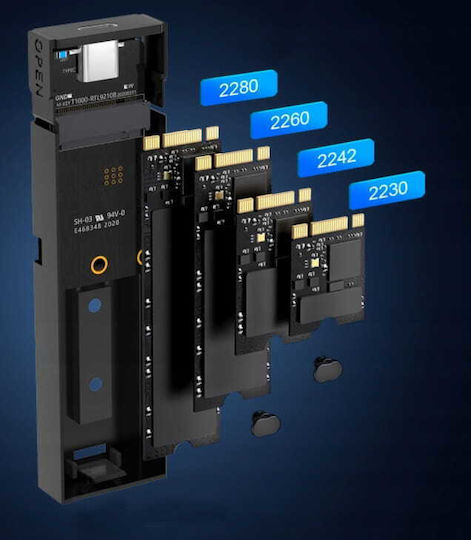 Zenwire Θήκη για Σκληρό Δίσκο M.2 SATA III NVME με σύνδεση Type-C σε Γκρι χρώμα