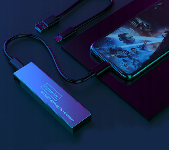 Zenwire Θήκη για Σκληρό Δίσκο M.2 SATA III NVME με σύνδεση Type-C σε Γκρι χρώμα