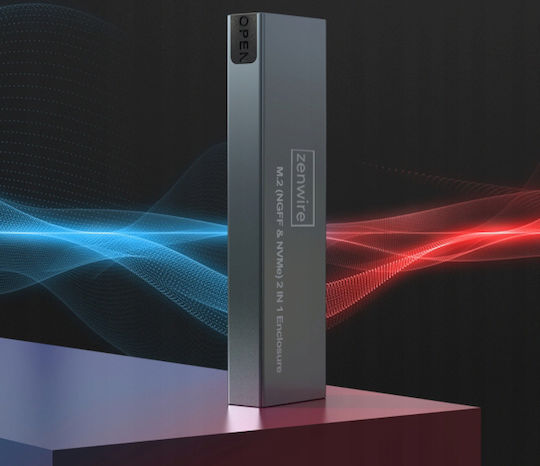 Zenwire Θήκη για Σκληρό Δίσκο M.2 SATA III NVME με σύνδεση Type-C σε Γκρι χρώμα