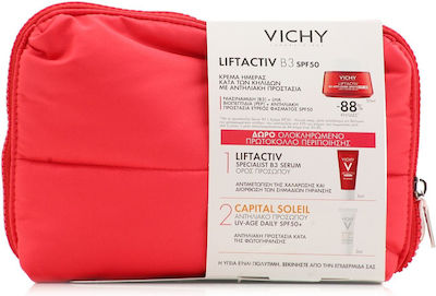 Vichy Promo Liftactiv B3 Specialist Crema de zi anti-îmbătrânire cu SPF50 50ml & Ser specialist Vichy Liftactiv B3 5ml & Crema de față zilnică Vichy Capital Soleil Uv Age cu SPF50+