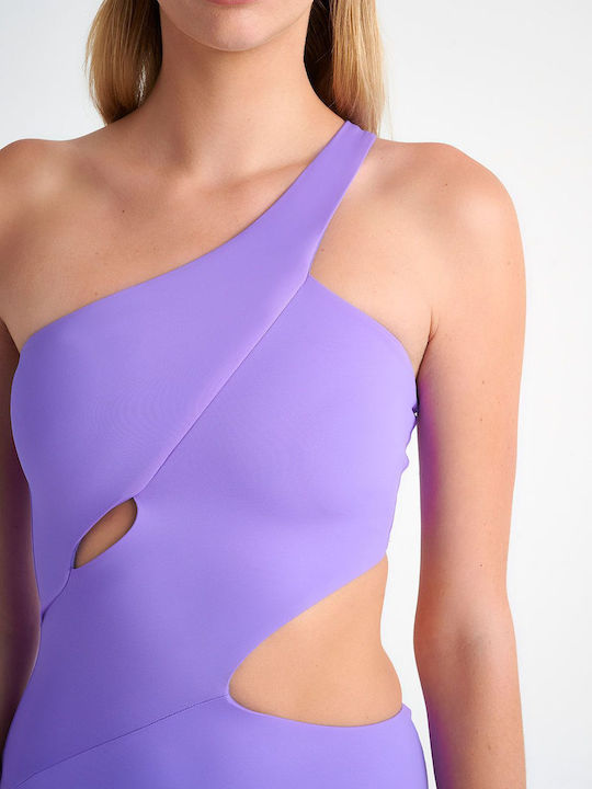 SugarFree One-Piece Swimsuit with One Shoulder & Padding purple