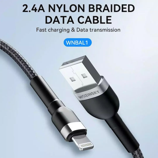 Wozinsky Regular USB-A la Cablu Lightning Negru 1m (WNBAL1)
