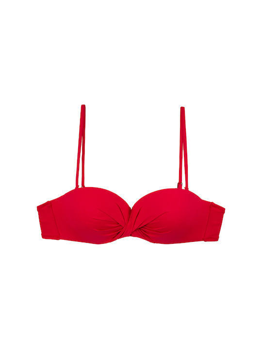 Damen Bandeau-Bikini-Set Blumen Rot S24