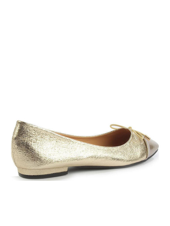 Synthetic Leather Ballerinas Gold