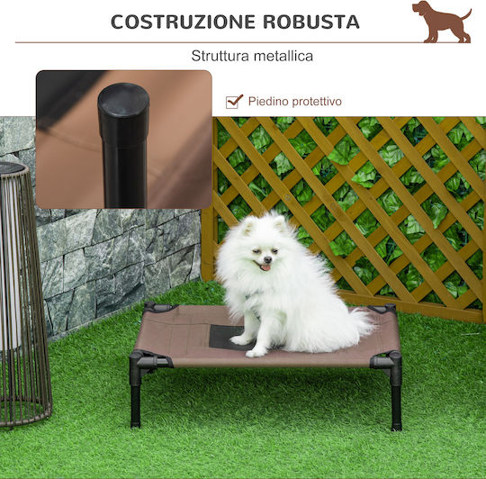 Pawhut Raised Dog Bed Breathable Steel Fabric 61x46x18 Cm Black Brown