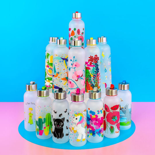 Pylones Kinder Trinkflasche Einhorn Kunststoff mit Schraubverschluss Auslaufsicher 420ml