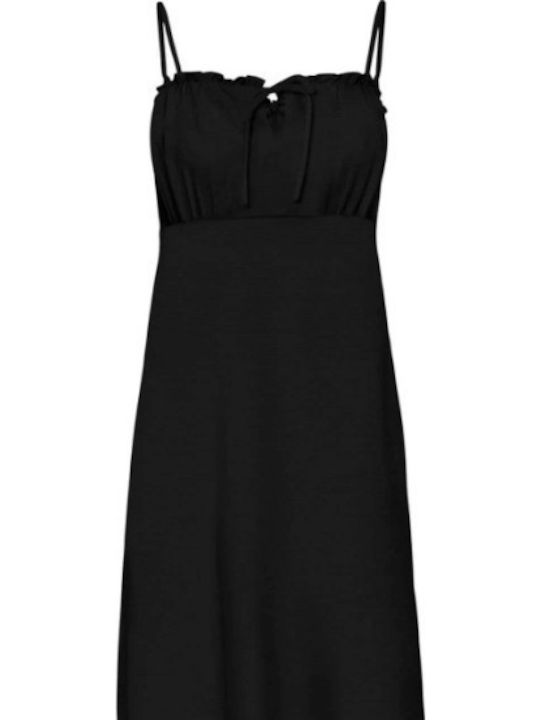 Life Sommer Midi Damenkleid Schwarz