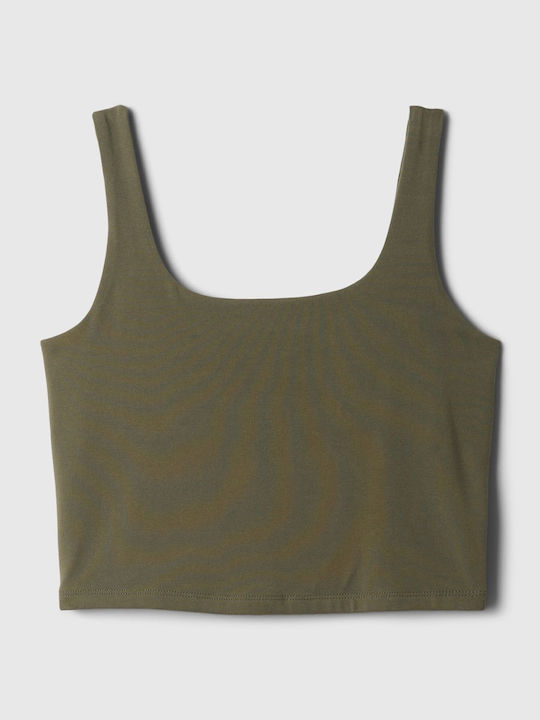 GAP Γυναικείο Crop Top Βαμβακερό Αμάνικο Olive Green