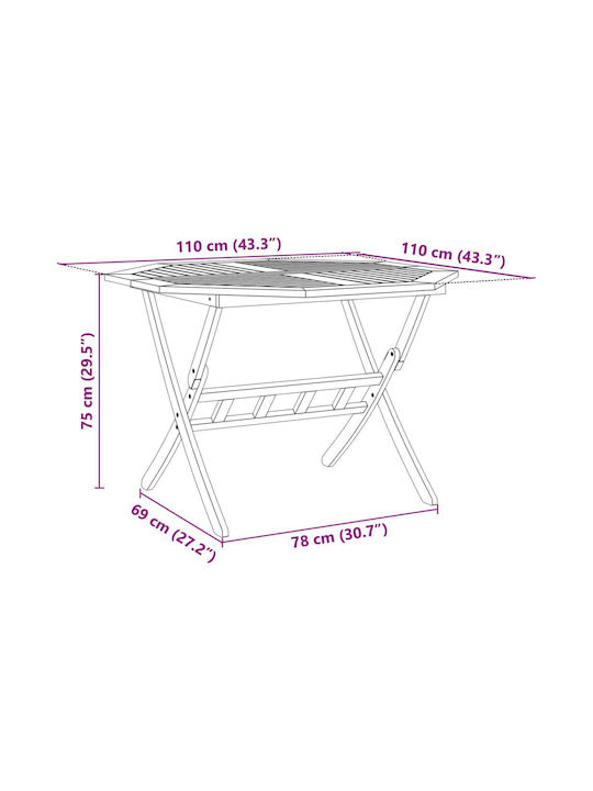 Tisch Zusammenklappbar 110x110x75cm