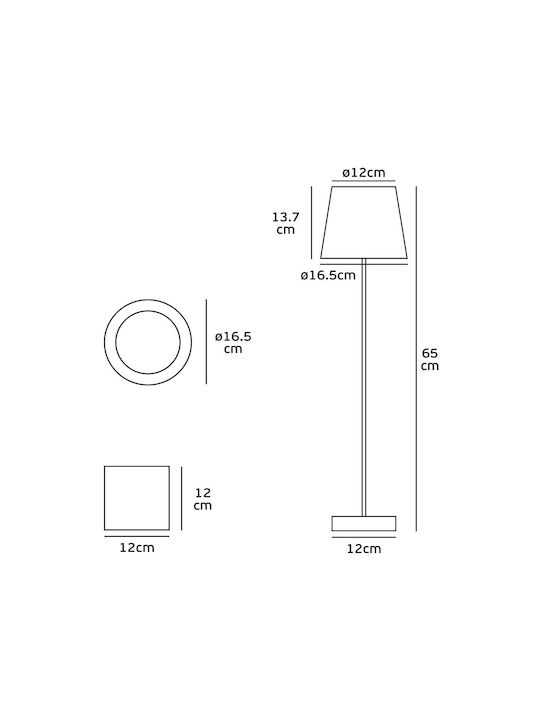 VK Lighting LED Floor Lamp H65xW16.5cm. with Warm White Light White