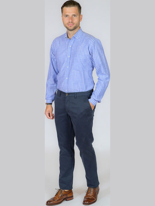 Long-sleeved Shirt Striped Sky Blue