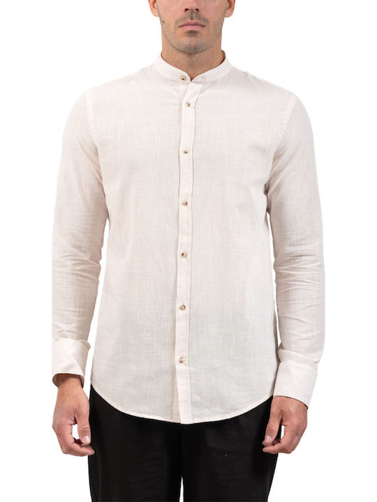 Long-sleeved Linen Shirt White