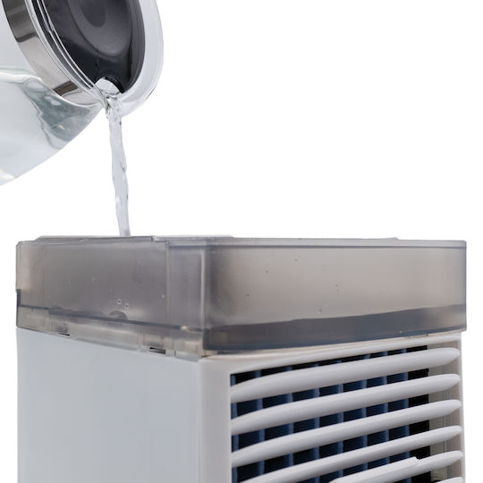 Φορητό Mini Air Cooler Usb Ισχύος 7w 3 1 Ανεμιστήρας Κλιματιστικό Υδρονέφωσης & Υγραντήρας Άσπρο 14.5x16.5x16cm