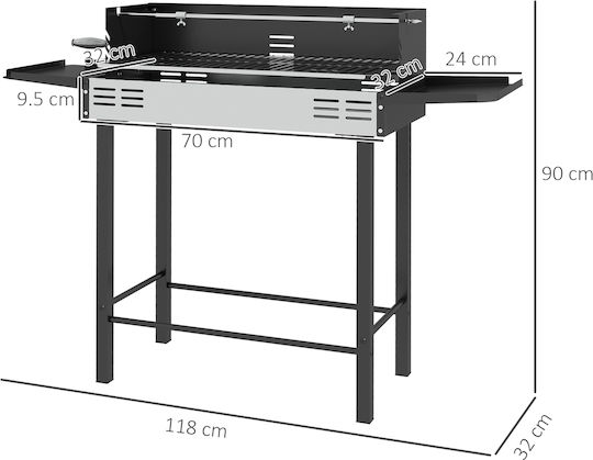 Outsunny Ανοξείδωτη Ψησταριά Κάρβουνου 118x90εκ.